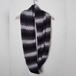 Calvin Klein Striped Knit Chunky Infinity Scarf Purple Gray NWT